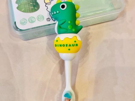 3D Dino Shape Microfiber Soft Bristles Toothbrush with Travel Case For Discount