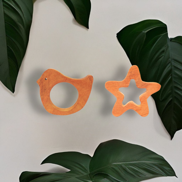 Bird and Star Shapes Neem Wood Teethers Fashion