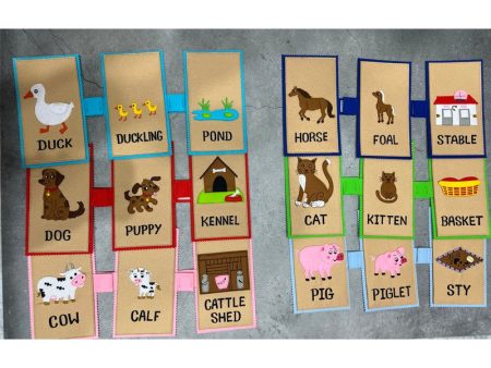 Animals, babies and their Homes (Farm animals) Felt Flash Cards Online Sale