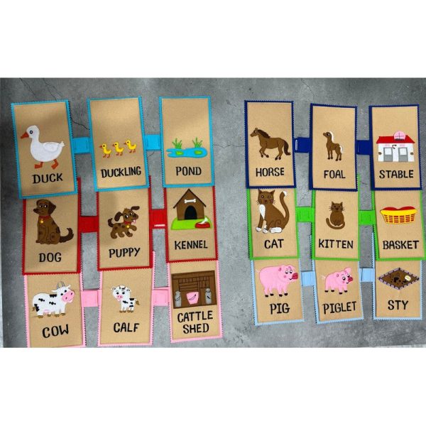 Animals, babies and their Homes (Farm animals) Felt Flash Cards Online Sale