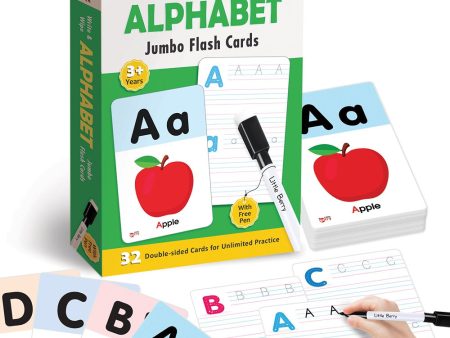 Alphabets Write & Wipe Jumbo Flash Cards with Marker Pen Online Hot Sale