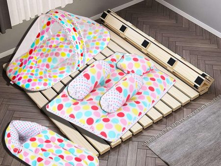 Baby 4 Piece Bedding Set with Pillow and Bolsters Sleeping Bag and Bedding Set Combo (Polka dots) Online Hot Sale