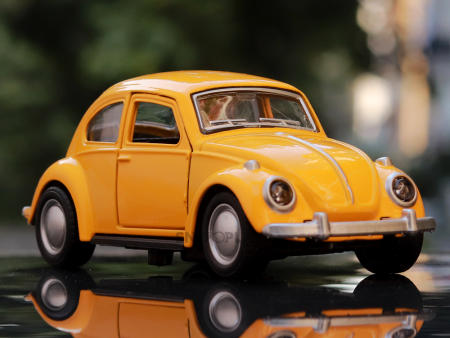 Vintage Diecast Car Scale Model resembling Volkswagen Beetle - Yellow | Minor Defect Sale | COD Not Available Online