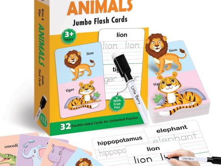 Animals Write & Wipe Jumbo Flash Cards with Marker Pen Sale