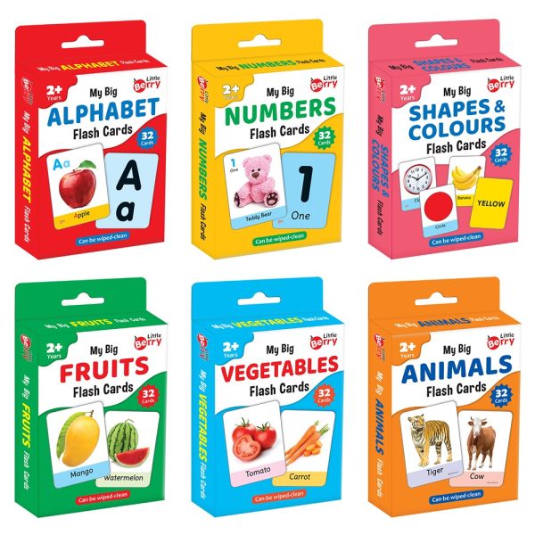 Big Flash Cards Alphabets, Number, Shape, Colour, Fruit, Vegetable, Animal (Set of 6) | 192 Cards Online