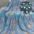 Blue Dino Glow in The Dark Blanket | Luminous Throw Fluffy Blanket Online Hot Sale