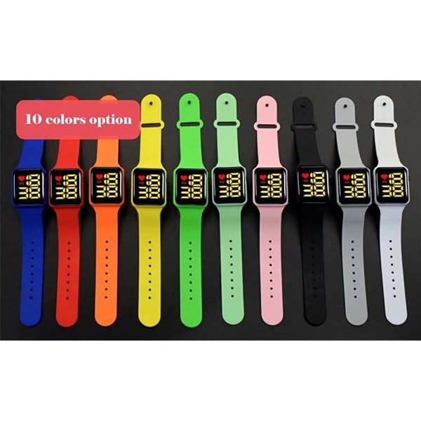 Digital Square Black Dial Watch (Assorted Colour and strap designs) on Sale