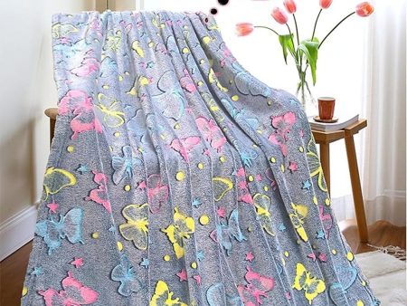 Butterfly Lightweight Luminous Throw Glow in The Dark Blanket (Grey) Online