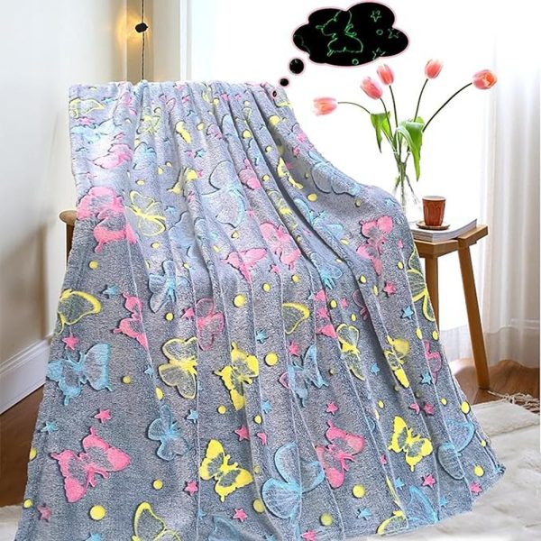 Butterfly Lightweight Luminous Throw Glow in The Dark Blanket (Grey) Online