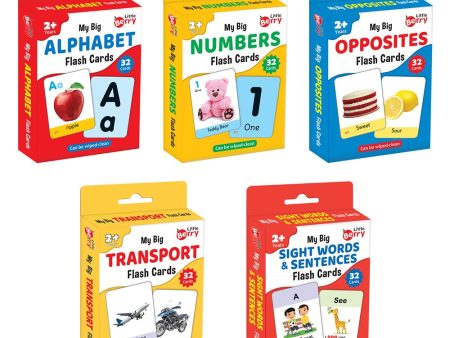 Big Flashcards ABC, Number, Transport, Opposite, Sight Word (Set of 5) | 160 Cards Sale