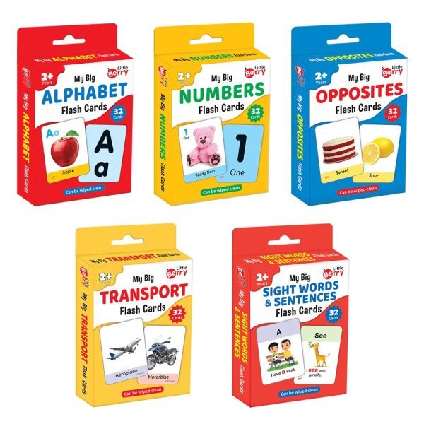 Big Flashcards ABC, Number, Transport, Opposite, Sight Word (Set of 5) | 160 Cards Sale