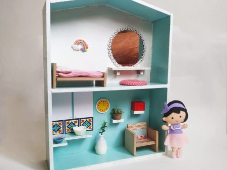 Wooden Doll House Pretend Play Set Discount