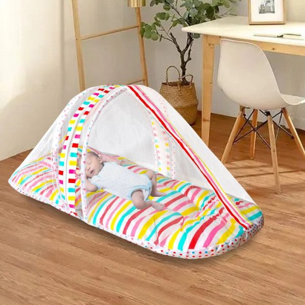 Baby Bedding Set with Mosquito net and Pillow (Stripes) Online now