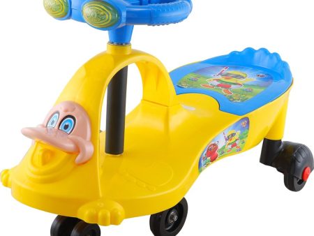 Manual Ride Dashing Duck Face Zig Zag Magic Twist Car Ride on (Blue, Yellow) For Cheap