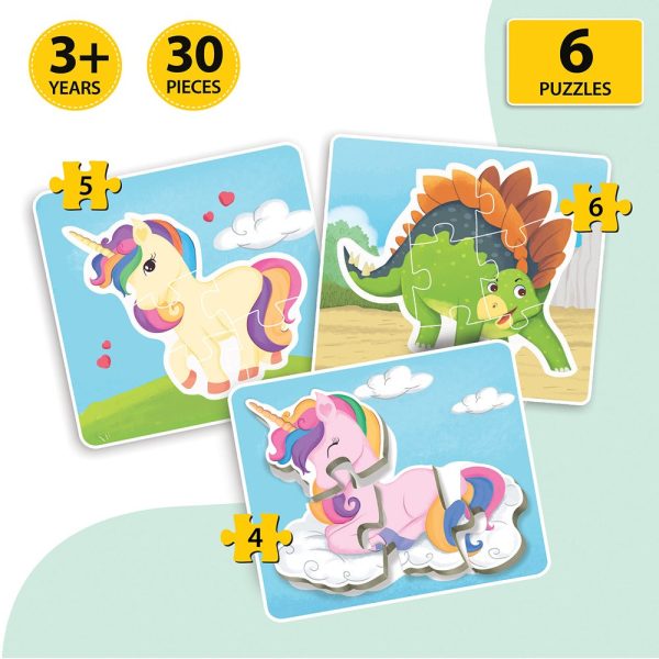 Baby’s First Jigsaw Puzzle World of Dinosaurs and Magical Unicorns (Set of 2) | 30 Pieces Fashion