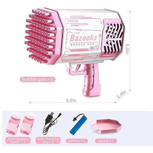 Automatic Bazooka Bubble Blaster with LED Lights (Pink) on Sale