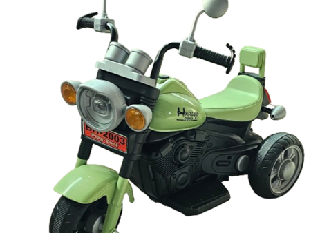 Resembling Harley Ride-on Battery Operated Bike with Music, Headlights and Realistic Sound | Green (COD not Available) For Cheap