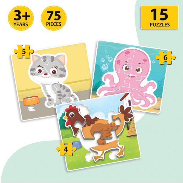 Baby’s First Jigsaw Puzzle Jungle Animals, Farm Animals, Baby Animals, Ocean Animals, & World of Dinosaurs (Set of 5) | 75 Pieces Fashion