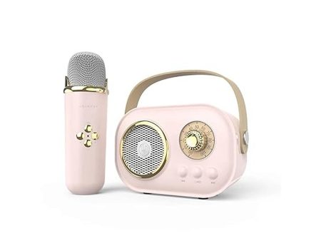 C20 Portable Karaoke with Bluetooth Speaker and Wireless Microphone (Pink) For Sale