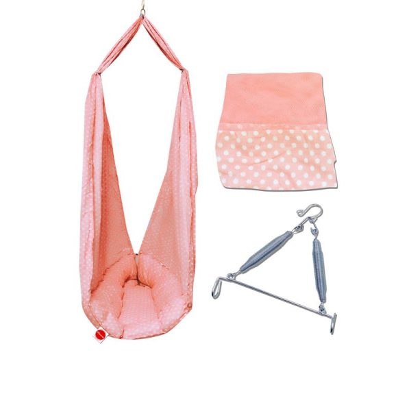 Baby Swing Cradle with Mosquito Net Spring and Metal Window Cradle Hanger (Peach) Hot on Sale