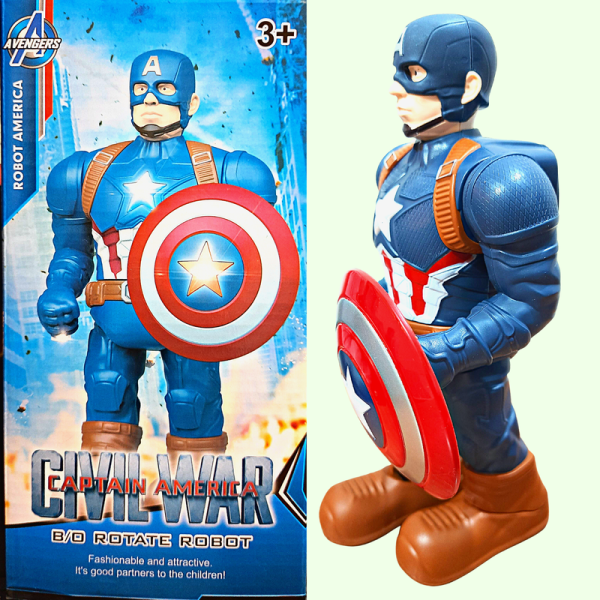 Captain America Action Figure | Avengers Toys | Rotate | Lightning | Music | Walking Online Sale