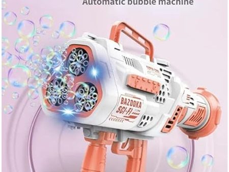 Automatic Bazooka Bubble Blaster | 29 Hole | Blue Light Effect | Orange Cheap