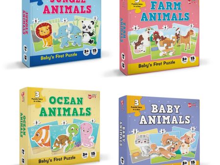 Baby’s First Jigsaw Puzzle Jungle, Farm, Baby & Ocean Animals (set of 4) | 60 Pieces Hot on Sale