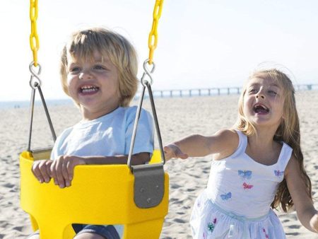 Flexible High Back Full Bucket Swings Seat Chains (Yellow) Online Sale