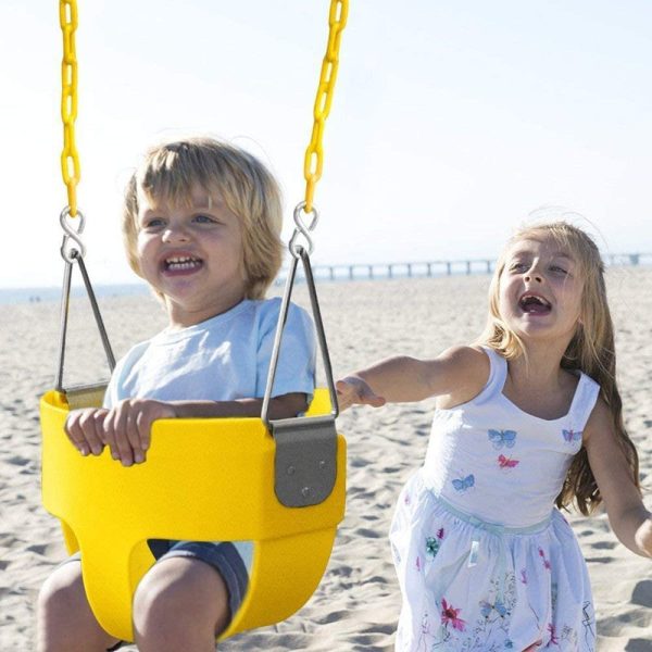 Flexible High Back Full Bucket Swings Seat Chains (Yellow) Online Sale