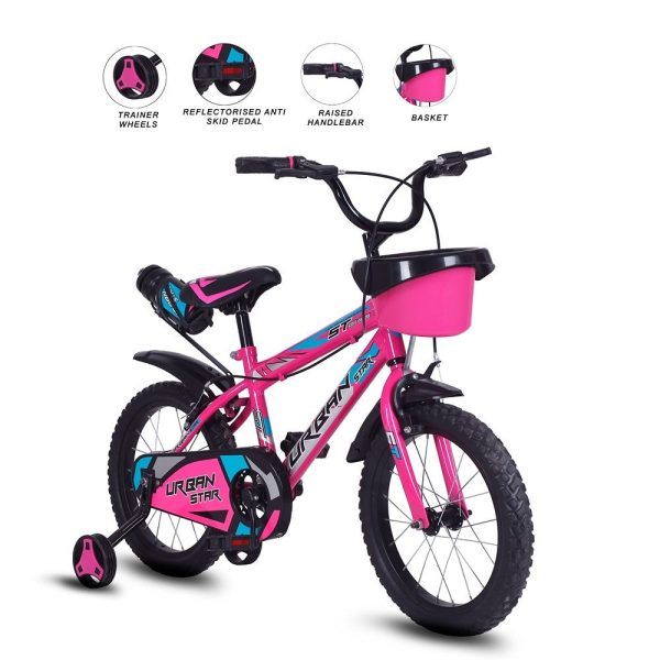 BMX Cycle with Training Wheel Single Speed with Complete Accessories (Pink) | 16 Inch (COD not Available) Sale