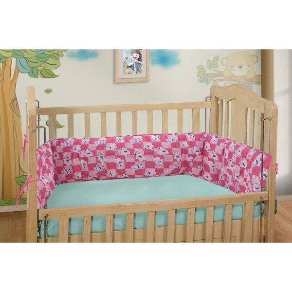 Baby Crib Bedding Bumper Teddy Print (Pink) on Sale