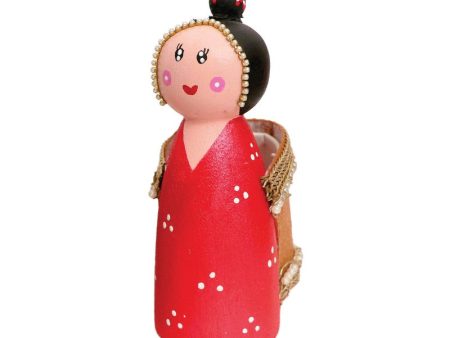 Handcrafted & Multicolor Wooden Decorative Japanese Doll with Basket Fashion