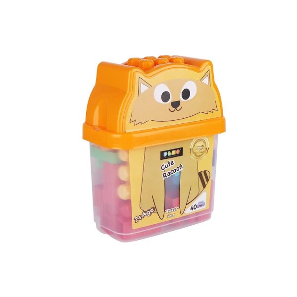 Building Blocks Bucket Pack - Cute Racoon (40 Pieces) Online now