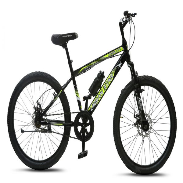 Bicycle with Dual Disc Brakes (Black Green) | 24 Inches | COD not Available For Discount