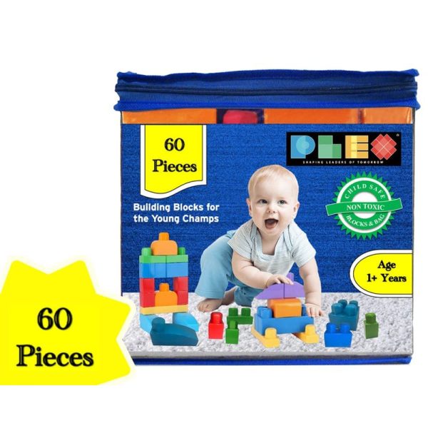 Building & Construction Blocks Educational Toy (Blue Bag - 60 Pieces) Discount