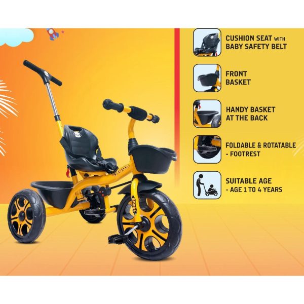 Buddy Plug N Play Kids Tricycle | Capacity Upto 30 Kgs (Yellow) Online now