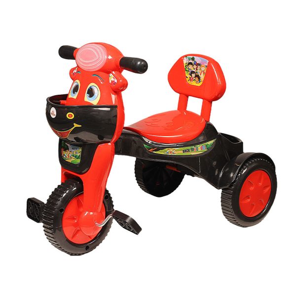 Baby Tricycle with musical horn and led lights (with 2 baskets, comfortable seat and back rest) - Red Supply