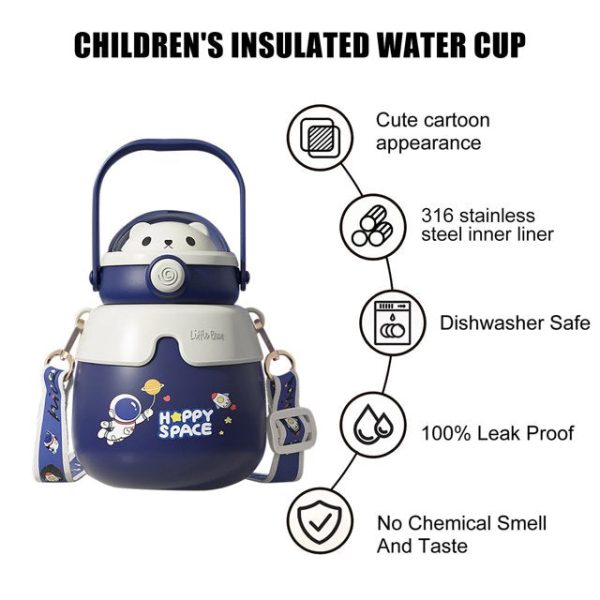 Belly Bear Globe Lid DIY sticker Water Bottle with Hande (500ml) | Dark Blue For Cheap