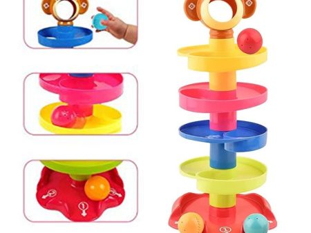 5 Layer Roll Ball Drop and Roll Swirling Tower Monkey Toy Play Set For Sale