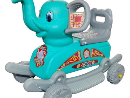 Baby Elephant Rideon & Wagon (Light Blue, Silver) Online now