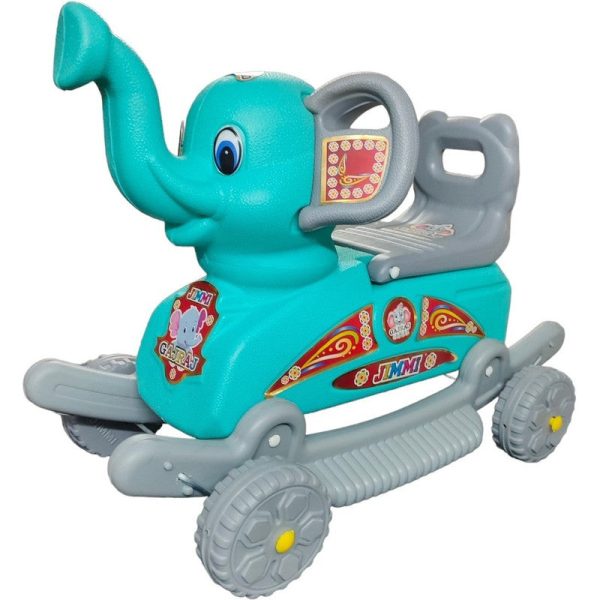 Baby Elephant Rideon & Wagon (Light Blue, Silver) Online now