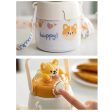 3d Teddy Head DIY sticker Water Bottle with Handle (950ml) | Cream on Sale