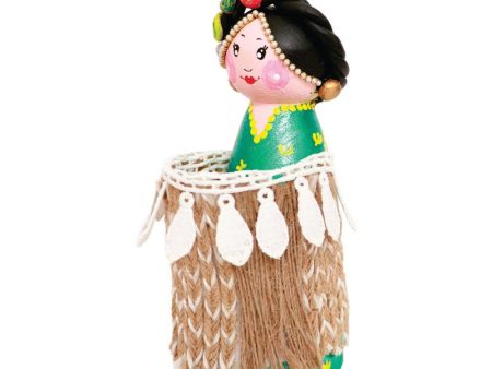 Handcrafted & Multicolor Wooden Decorative Japanese Doll with Front Basket Fashion