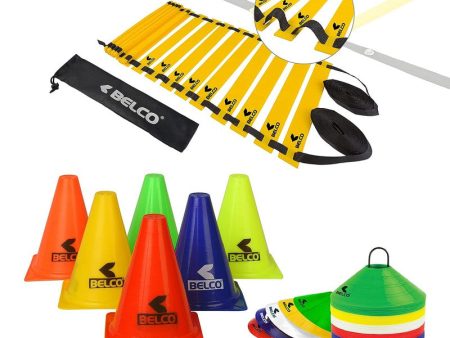 Belco Training Cone Set (Pack of 6, 10 Space Markers and Ladder Agility, 4 Meter Combos) | 8+ Years Online Hot Sale