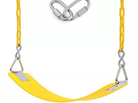 Flexible Swing Seat with Metal Triangle Hook Anti Rust Plastic Coated Chain Set - Yellow | Chain Length - 2 Meters For Sale