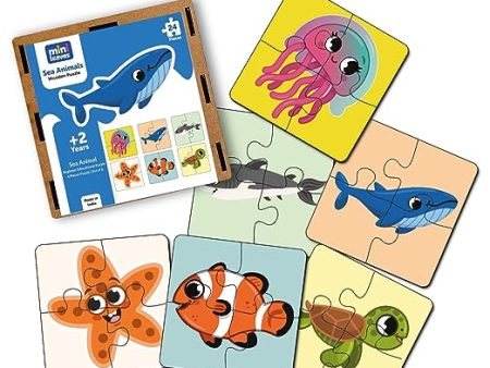 4 Piece Sea Animals Wooden Puzzle for Kids (Set of 6 ) Online Sale