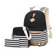 Black Stripes Matching Backpack with Lunch Bag & Stationery Pouch Supply