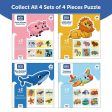 4 Piece Farm Animals Wooden Puzzle for Kids (Set of 6) on Sale