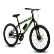 Bicycle with Dual Disc Brakes (Black Green) | 24 Inches | COD not Available For Discount