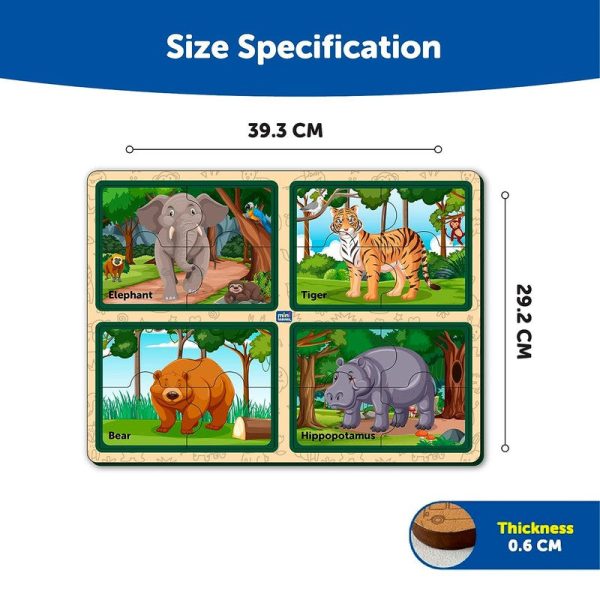 4 Pieces Of Animal Jumbo  Puzzle (Set of 4) on Sale